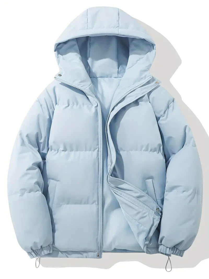 Puffer Jacket - Hooded Zip Front for Cold Weather