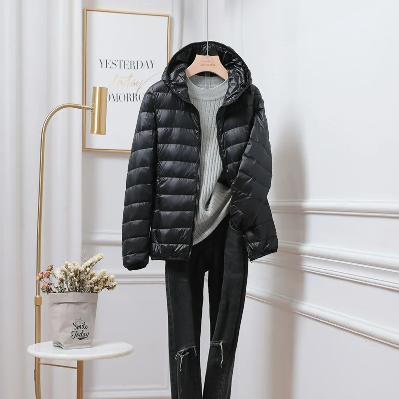 Puffer Jacket - Lightweight with Hooded Zip Front