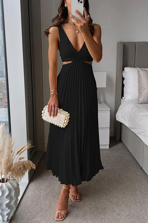 Women's Pleated Wedding Guest Maxi Dress