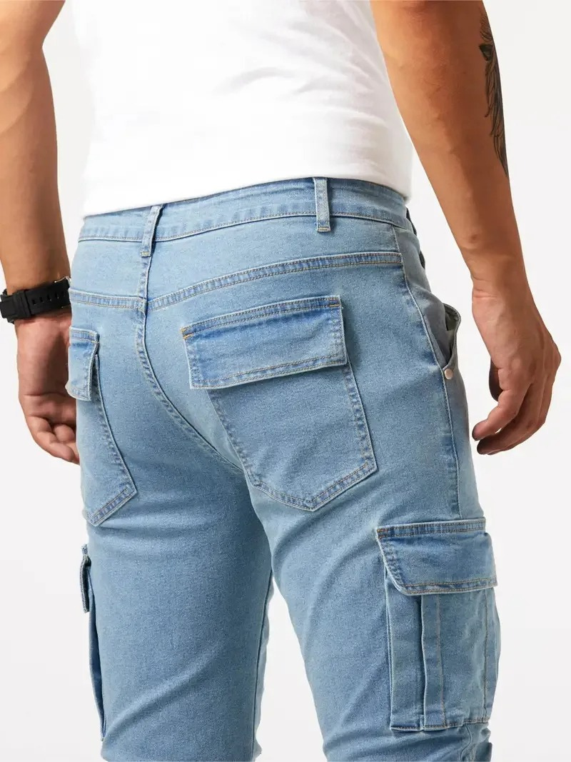 Slim Fit Cargo Jeans - Stretch Tapered Style