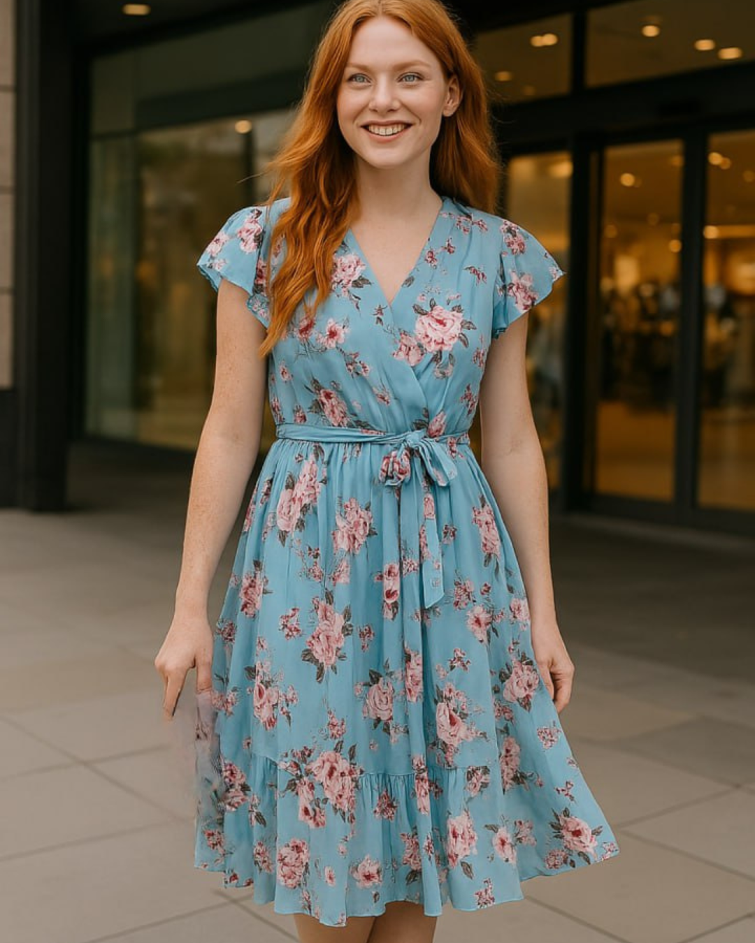 Women's Floral Pleated Wedding Guest Midi Dress