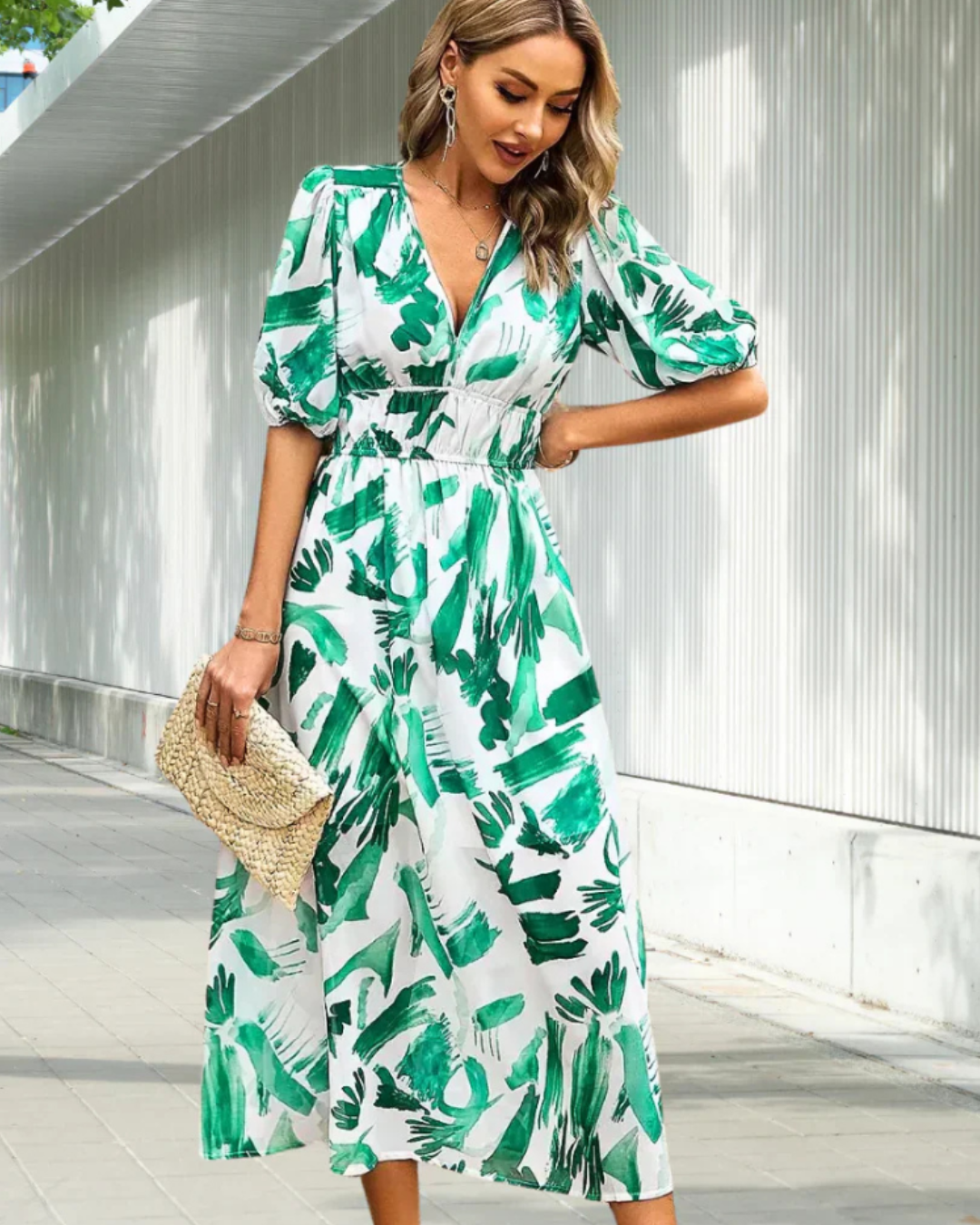 Women's V Neck Wedding Guest Wrap Maxi Dress