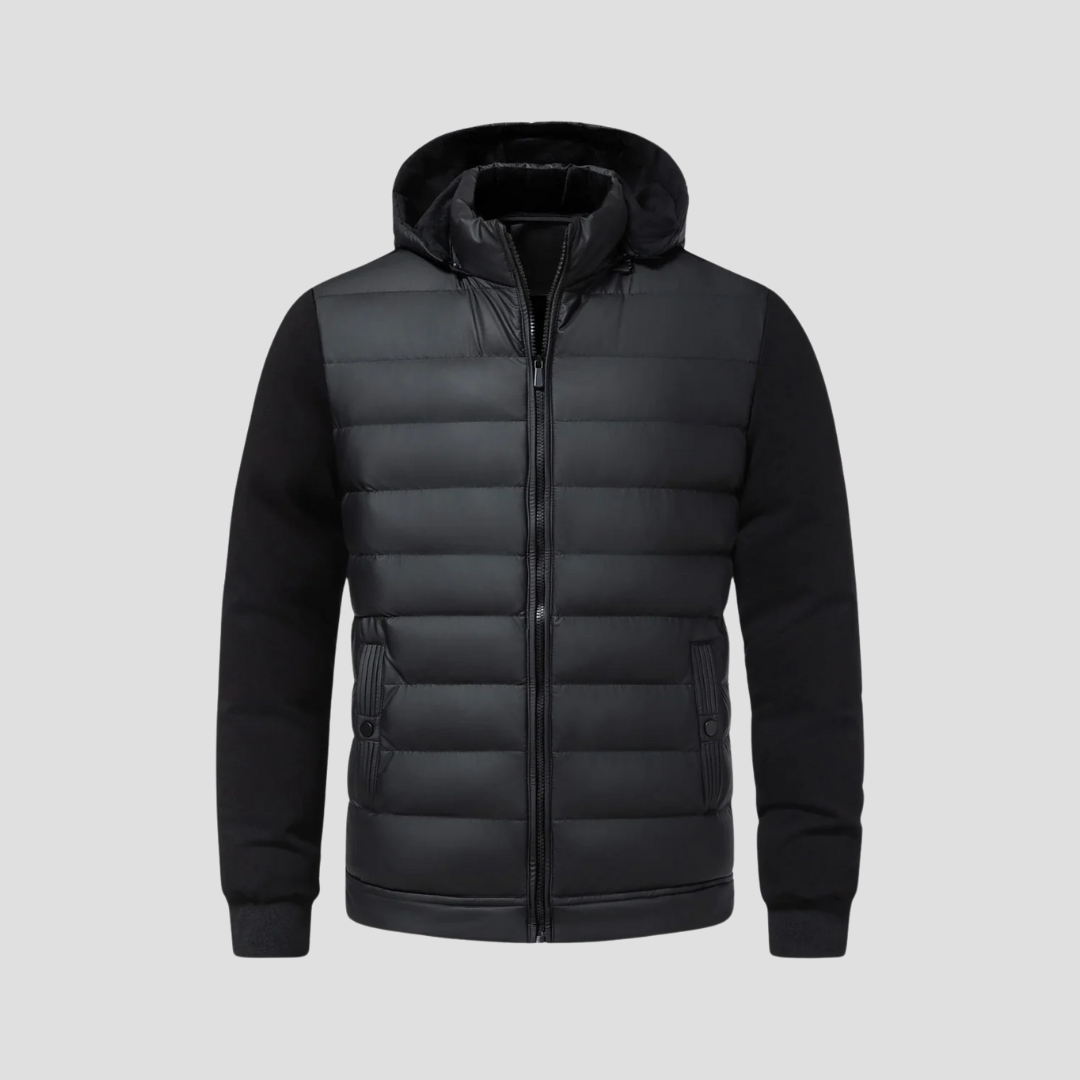 Men’s Hooded Puffer Jacket | Padded Zip Up Hybrid Winter Coat