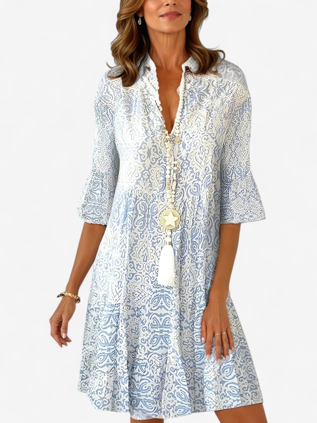 Women's Summer Midi Wrap A-Line Shirt Dress