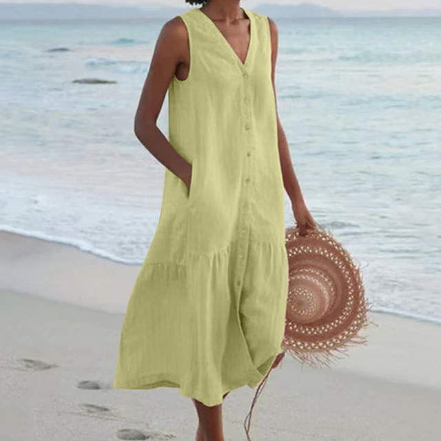 Women's Casual V-Neck Summer Maxi Dress
