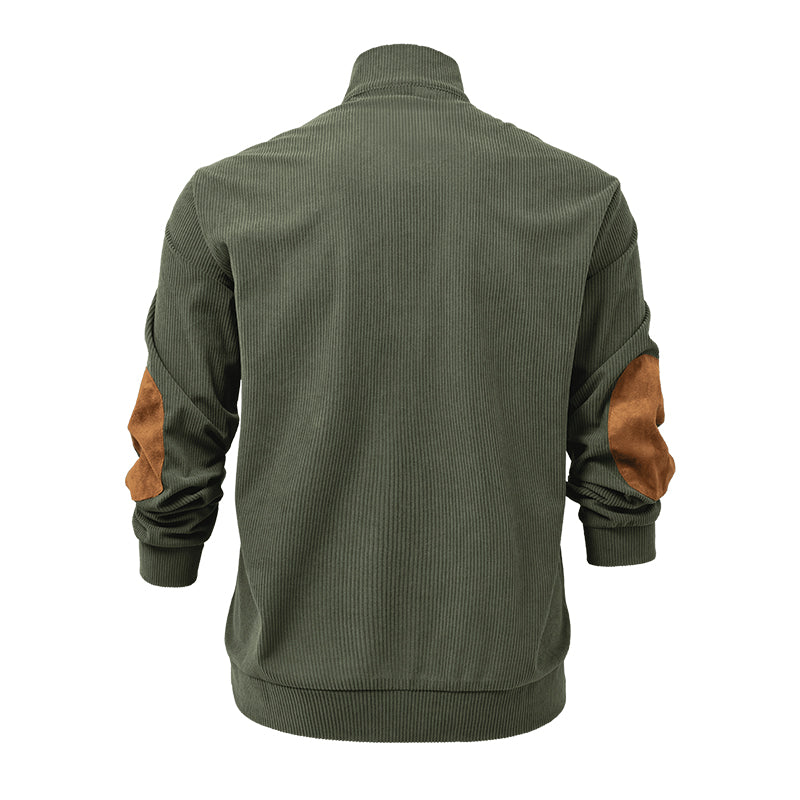Long Sleeve Pullover | Ribbed Knit with Button Collar