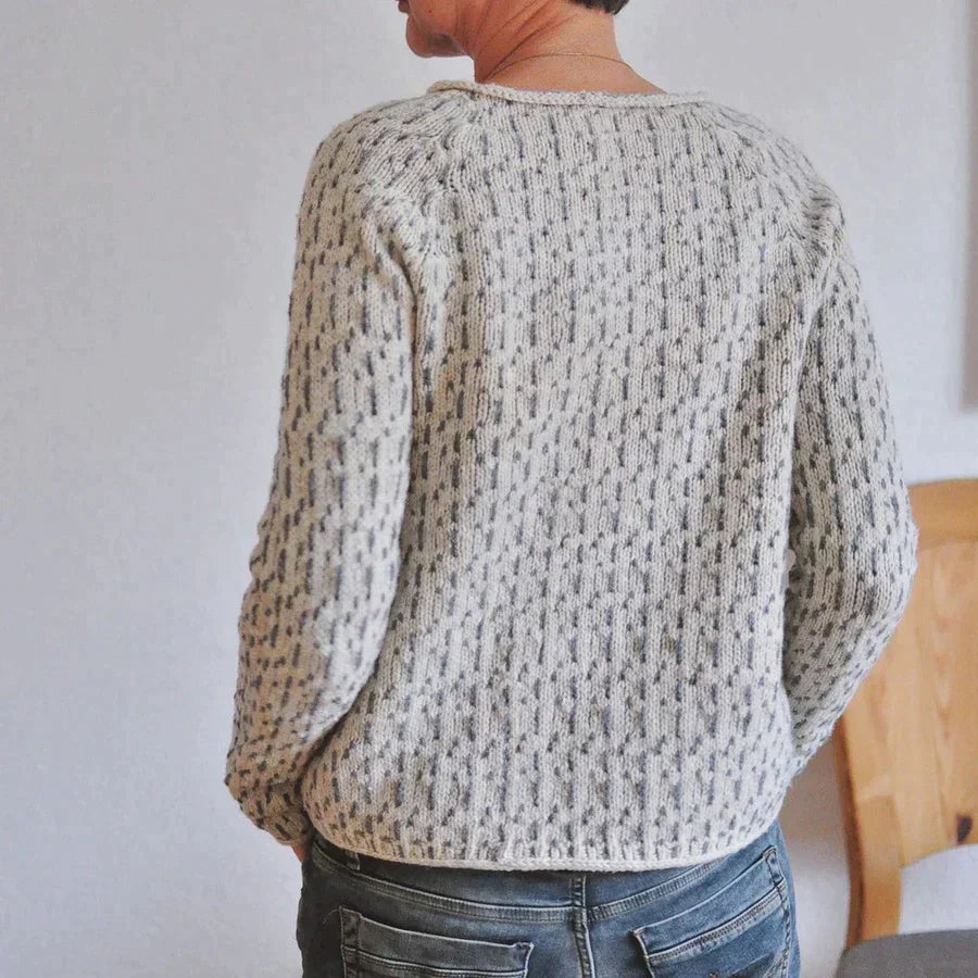 Round Neck Knit Jumper - Relaxed Fit with Textured Pattern