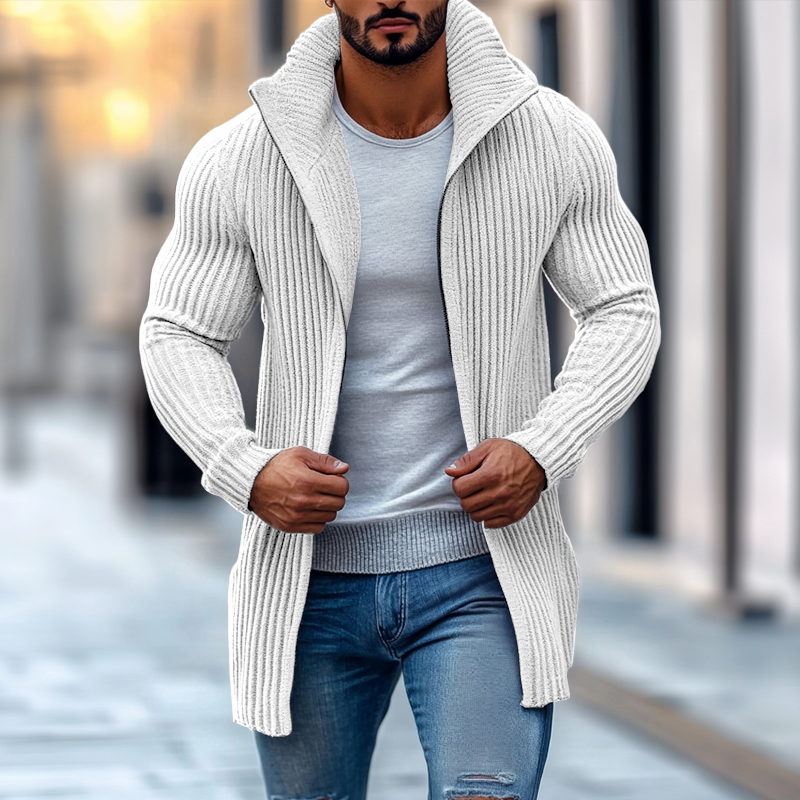 Ribbed Knit Cardigan - Open Front
