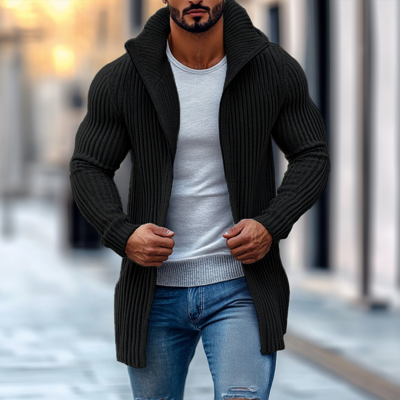 Ribbed Knit Cardigan - Open Front
