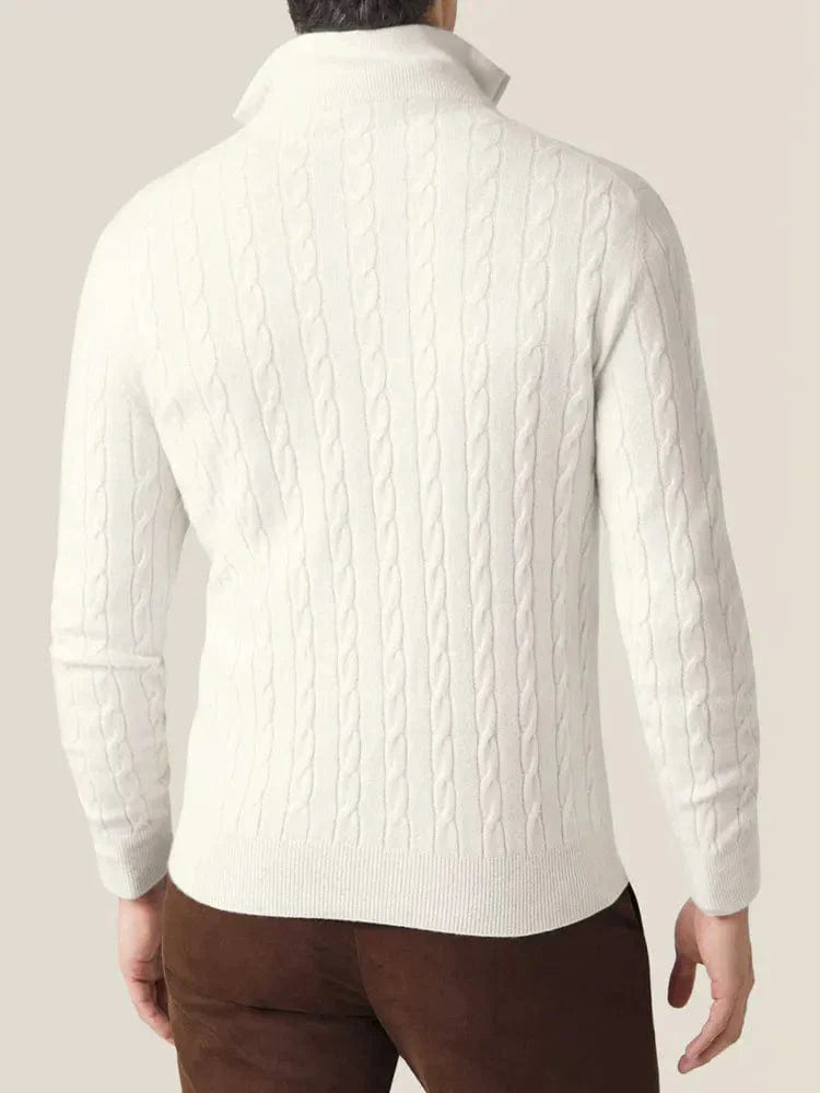 Half Zip Cable Knit Jumper - Classic Fit Pullover