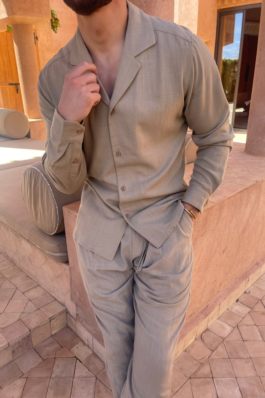 Men's Long Sleeve Shirt and Trousers Set