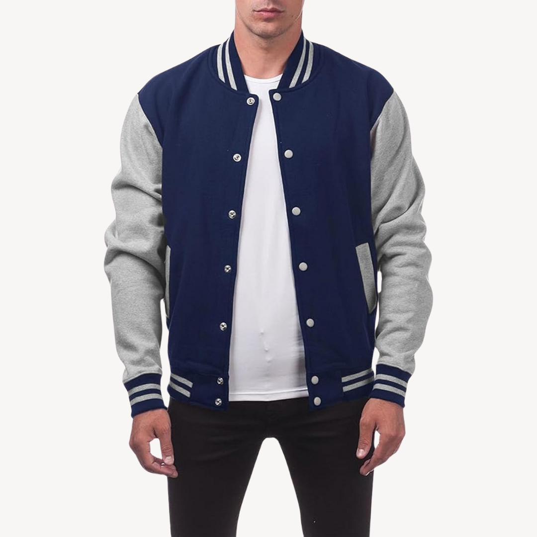 Varsity Jacket - Snap Front with Ribbed Trim