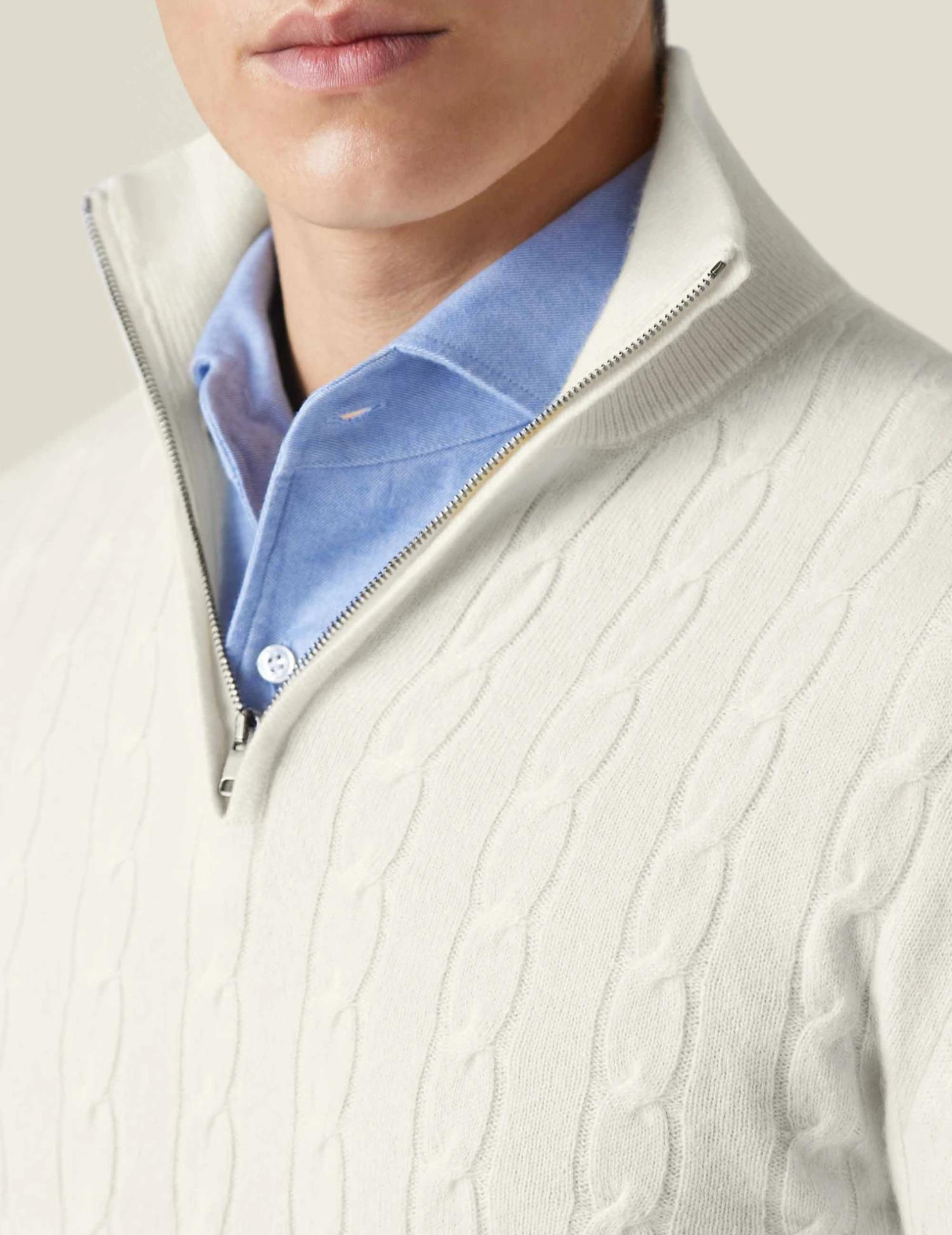 Half Zip Cable Knit Jumper - Classic Fit Pullover