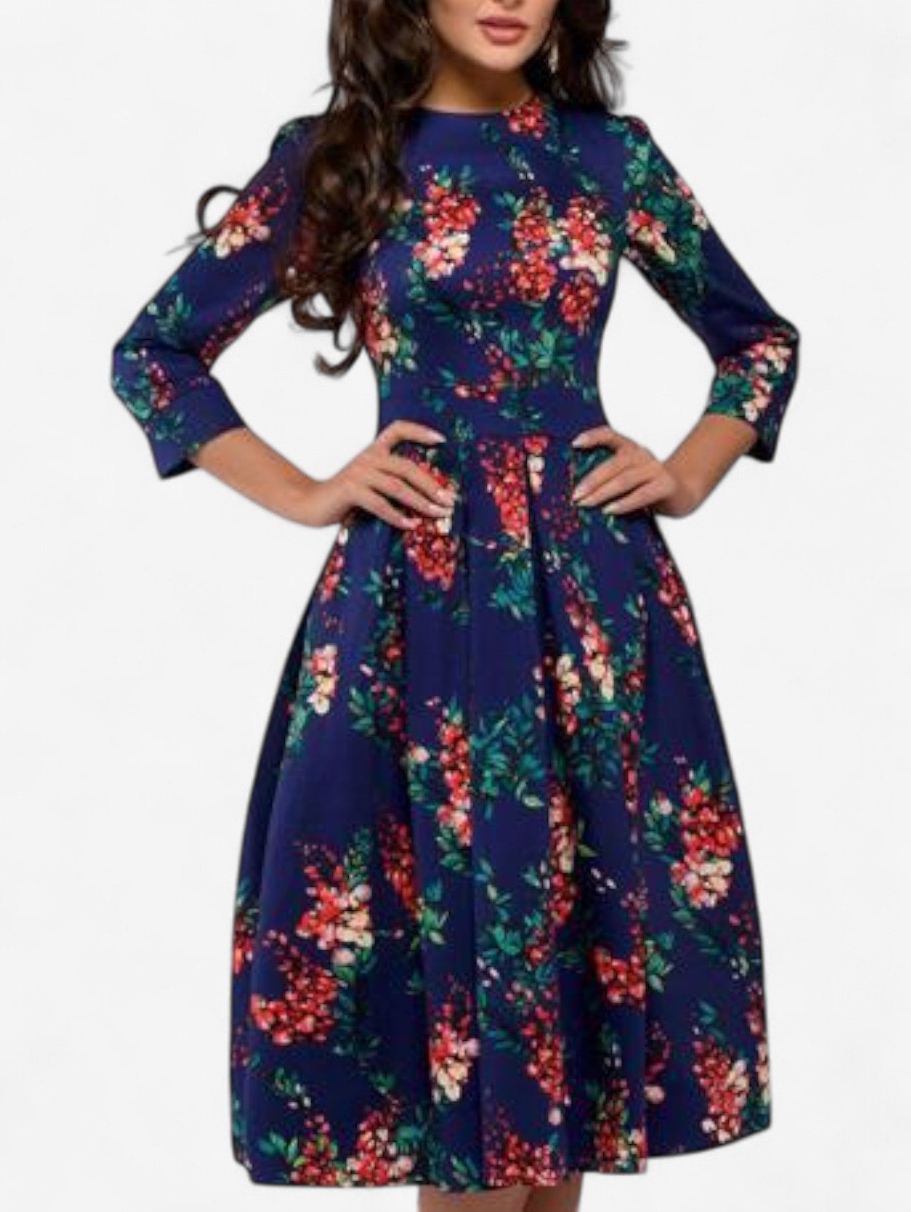 Women’s Summer Wedding Guest Formal Floral Midi Dress