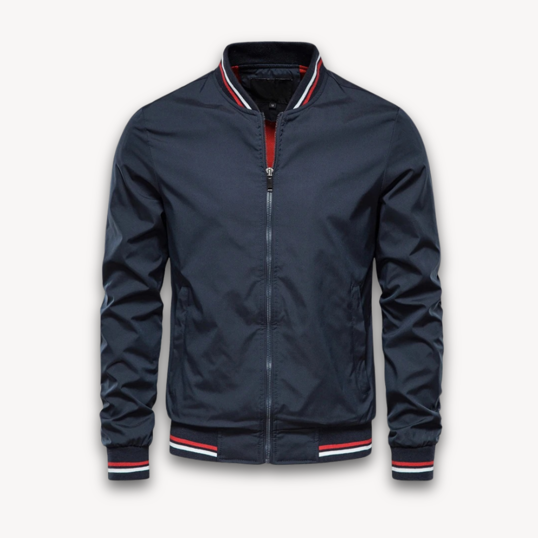 Bomber Jacket - Ribbed Trim with Zip Front