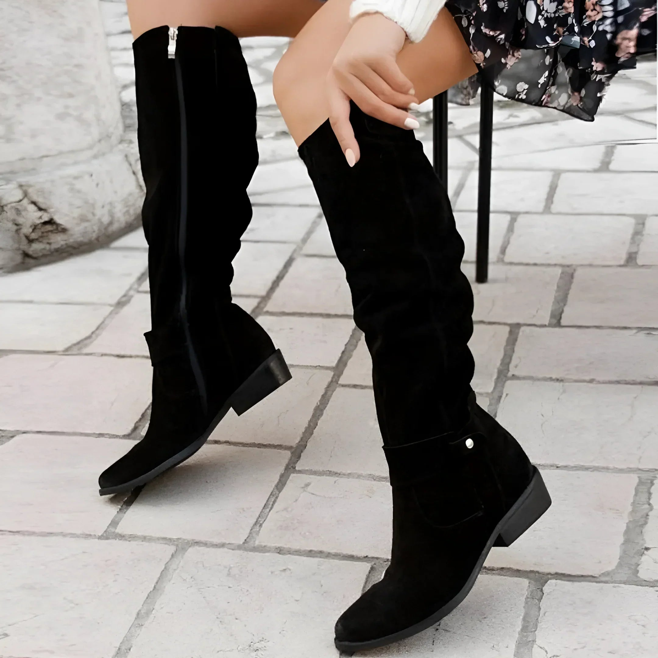 Knee High Boots | Flat Heel with Side Zip