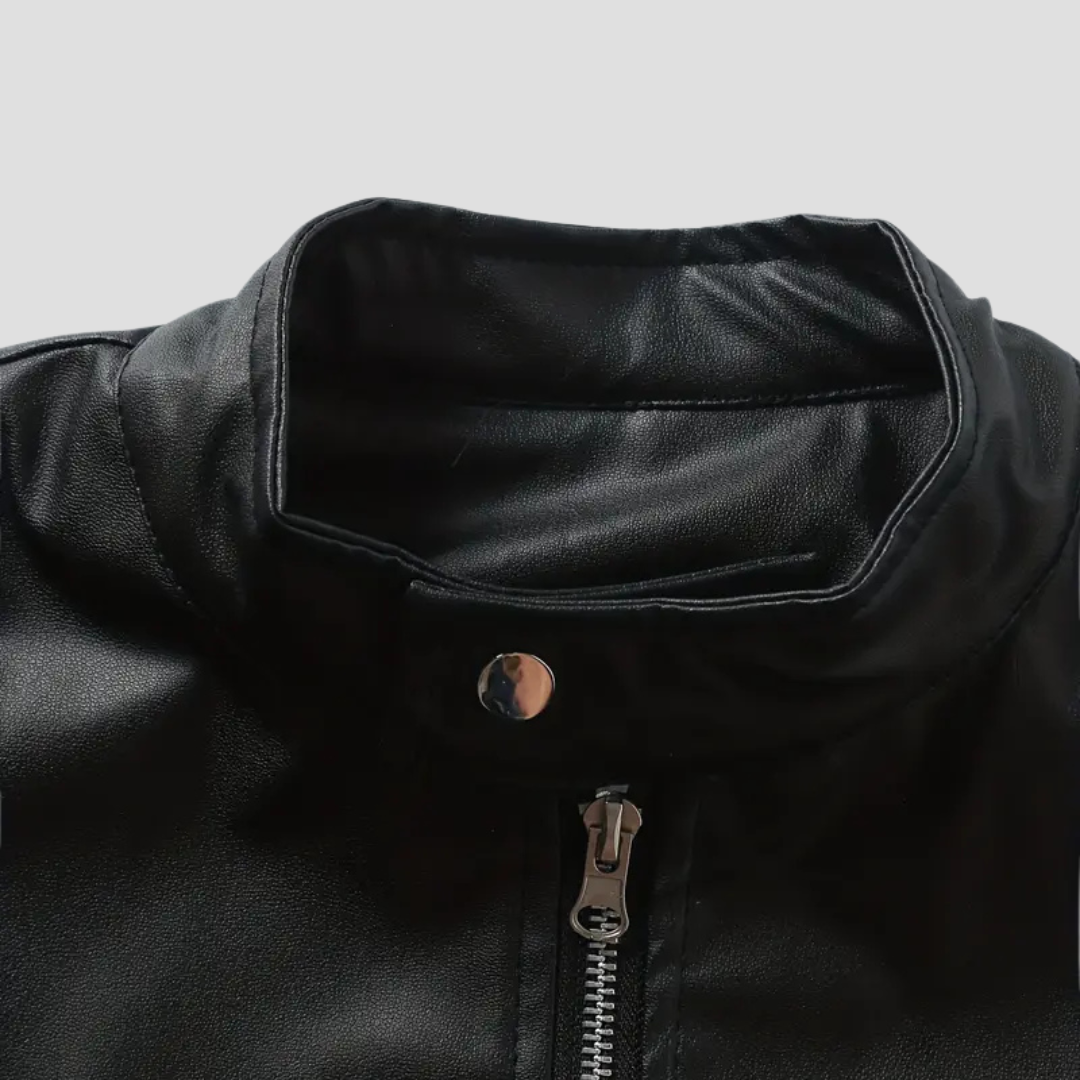 Men’s Biker Jacket | Stand Collar Zip Front For Smart Casual