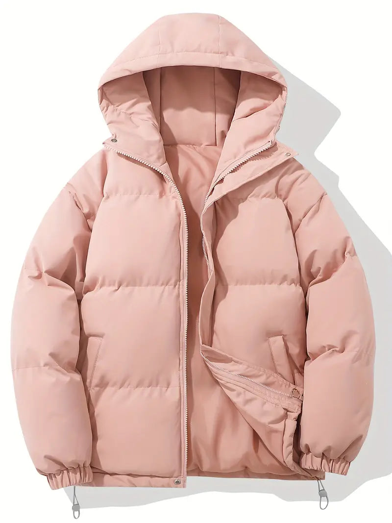 Puffer Jacket - Hooded Zip Front for Cold Weather