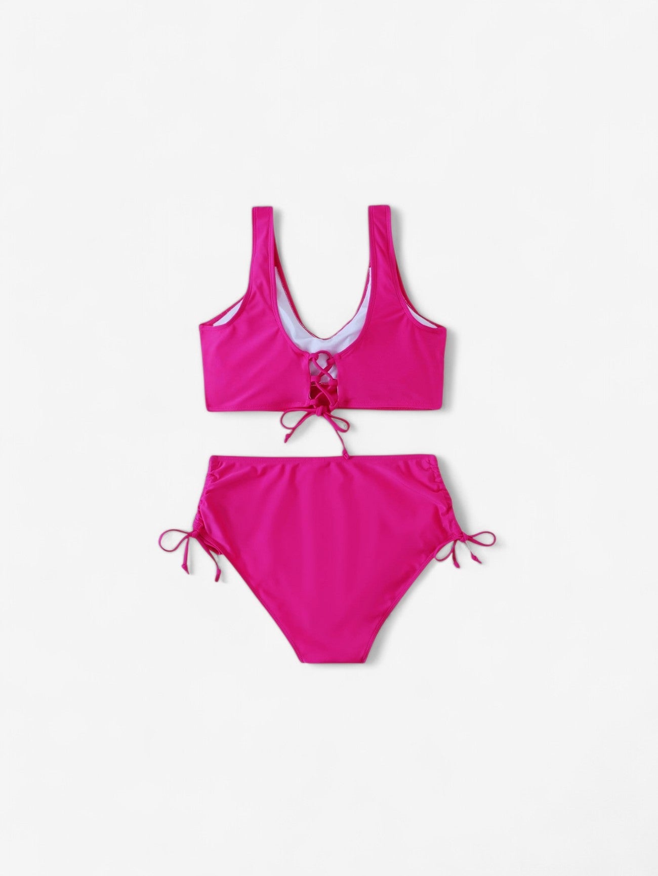 Women's 2 Piece Lace Up Back High Waisted Bikini Set