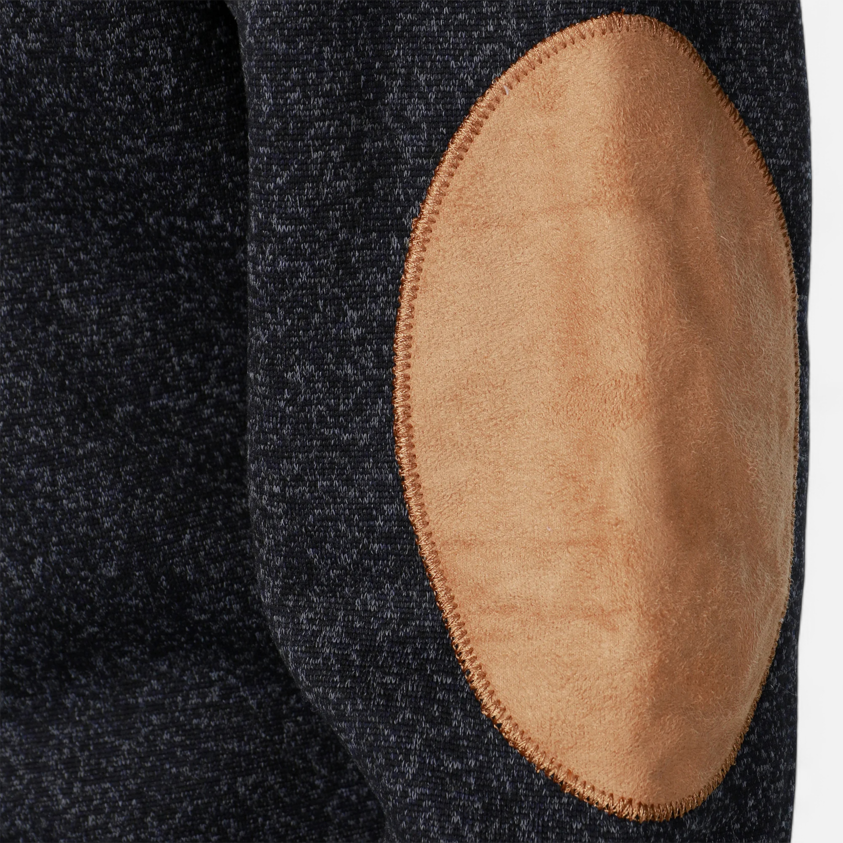 Men’s Knitted Jumper | Stand Collar Half Button Pullover With Elbow Patches