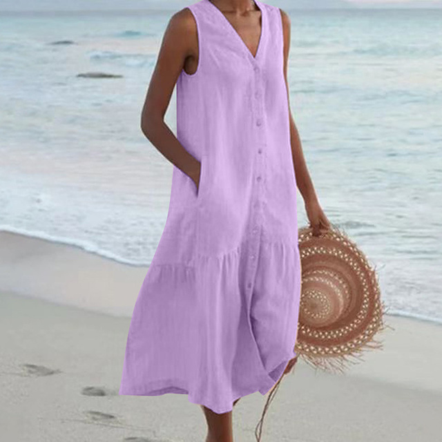 Women's Casual V-Neck Summer Maxi Dress
