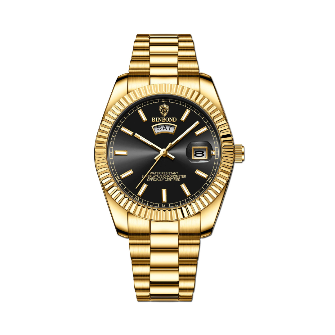 Classic Dress Watch | Day Date Dial with Fluted Bezel