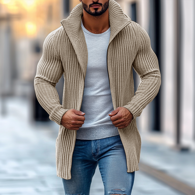 Ribbed Knit Cardigan - Open Front