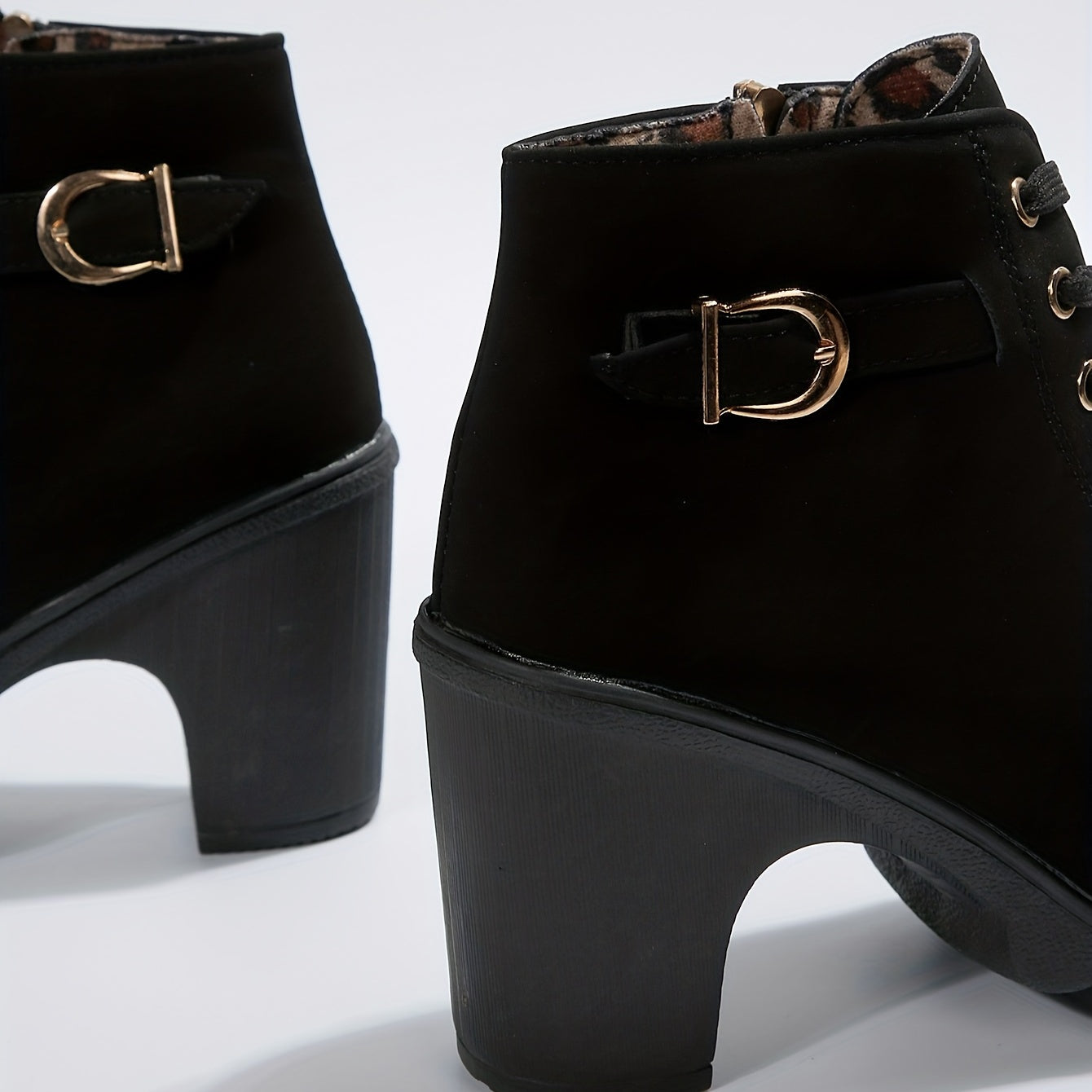 Ankle Boots - Block Heel Lace Up Design