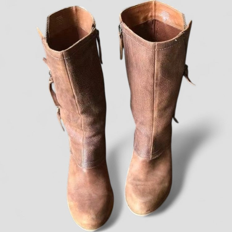 Mid Calf Cowboy Boots | Western Style with Low Heel