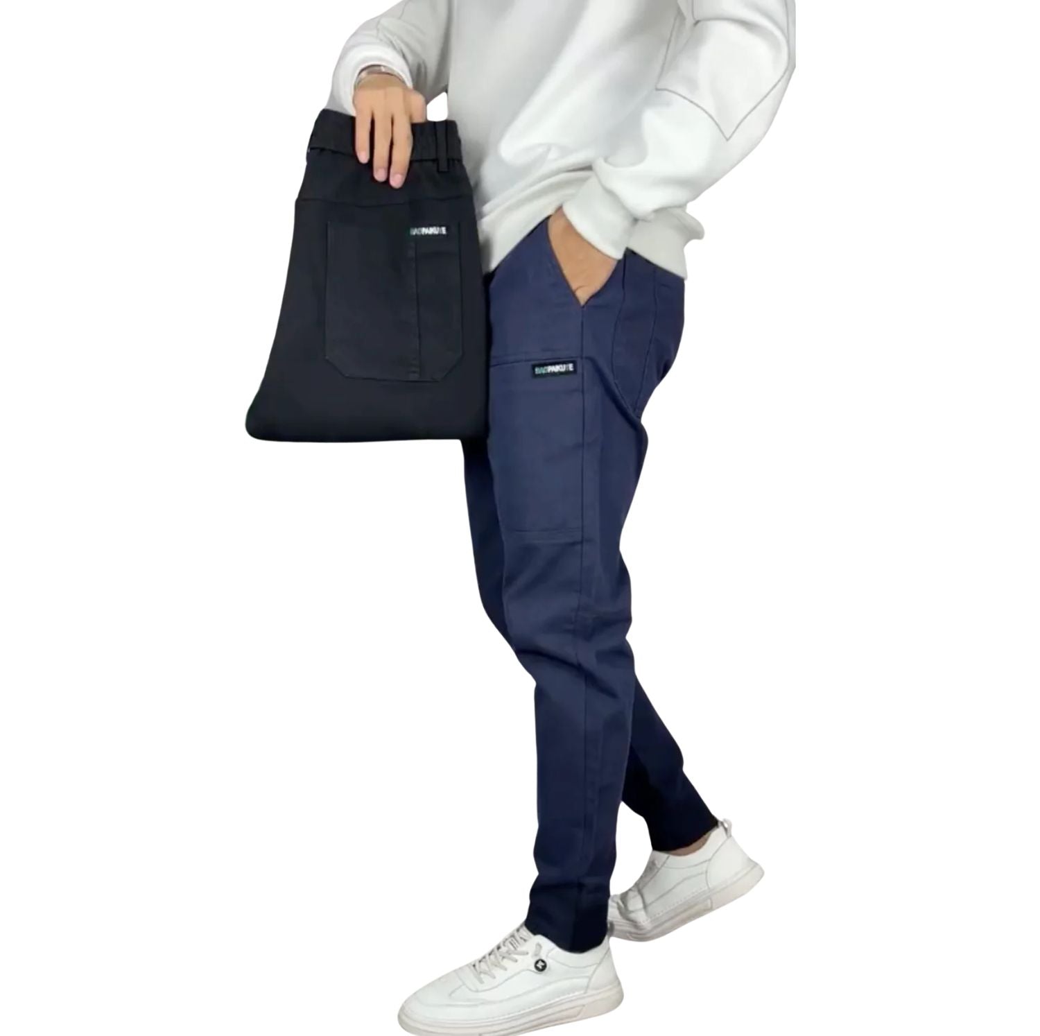 Slim Fit Tapered Work Trousers - Cuffed Ankle Design