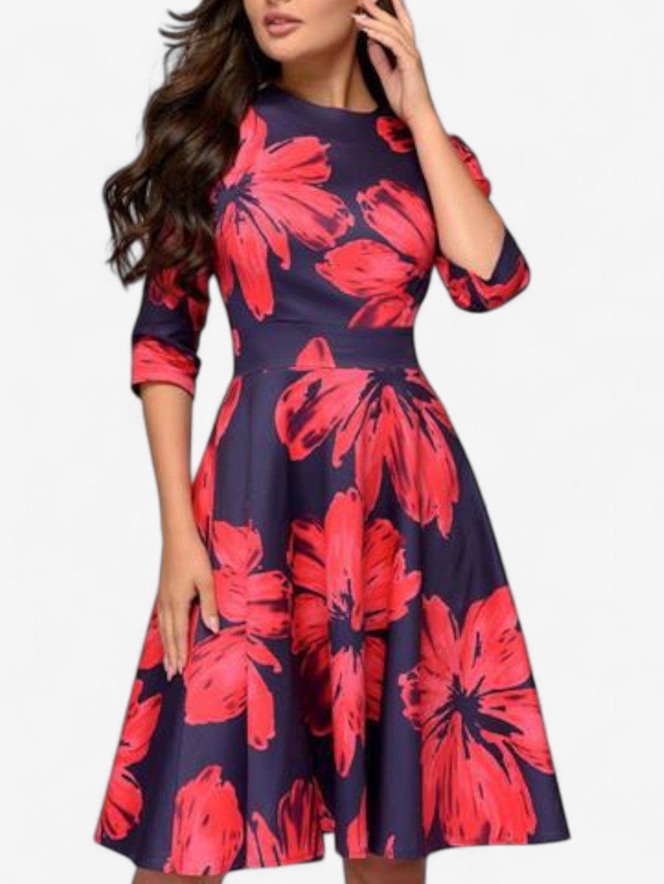 Women’s Summer Wedding Guest Formal Floral Midi Dress