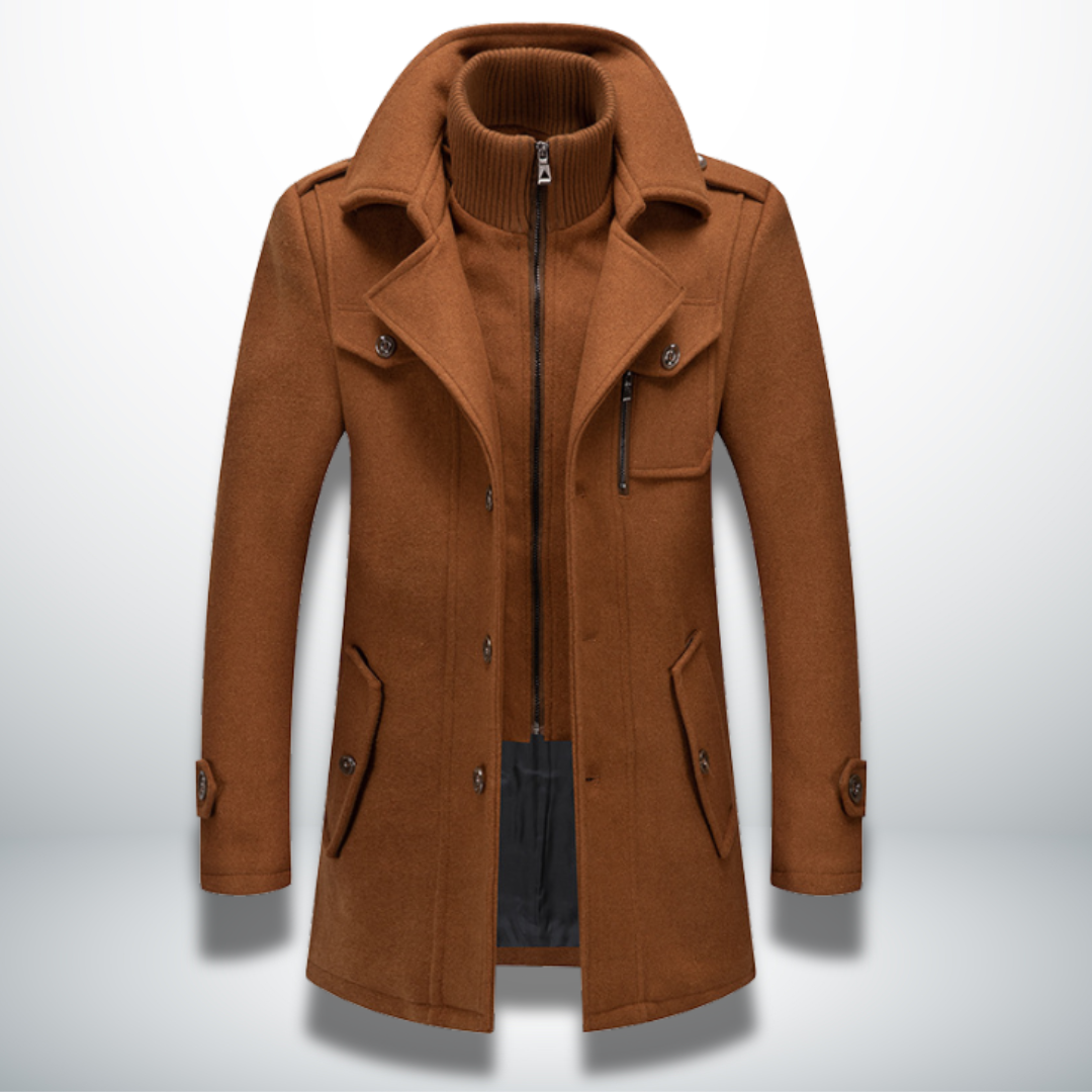 Trench Long Overcoat - Single Breasted with Multiple Pockets