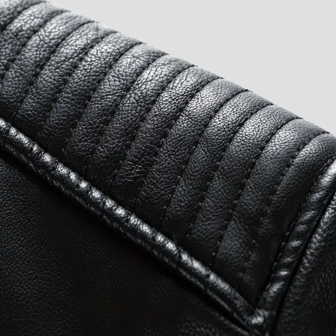 Men’s Biker Jacket | Stand Collar Zip Front Pockets