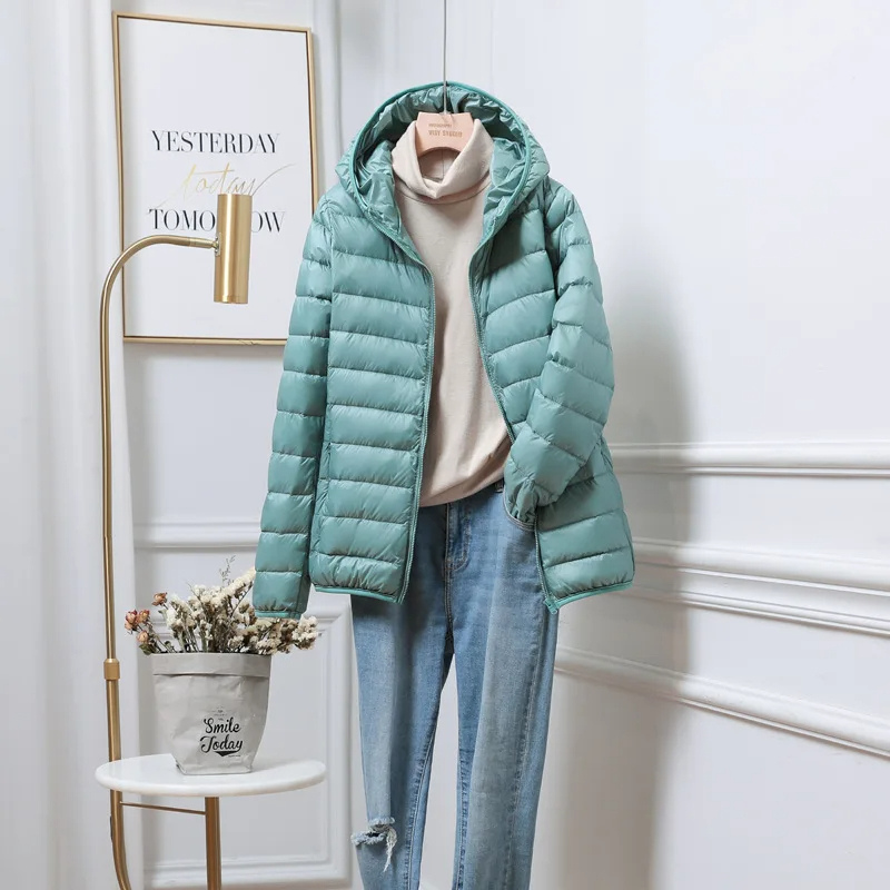 Puffer Jacket - Lightweight with Hooded Zip Front