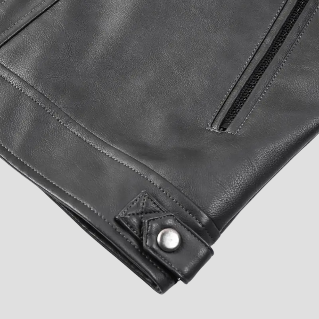 Men’s Biker Jacket | Stand Collar Zip Pockets Moto Style