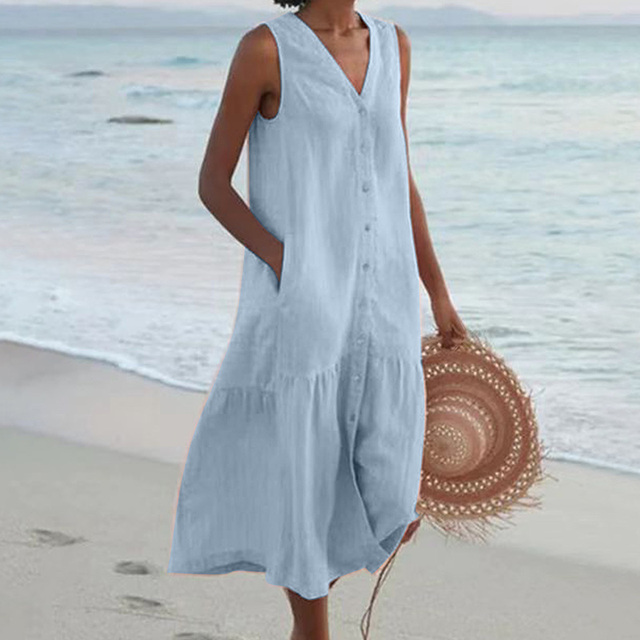Women's Casual V-Neck Summer Maxi Dress