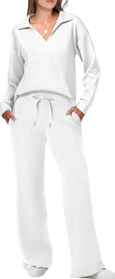 Loungewear Set | Long Sleeve Top with Wide Leg Trousers