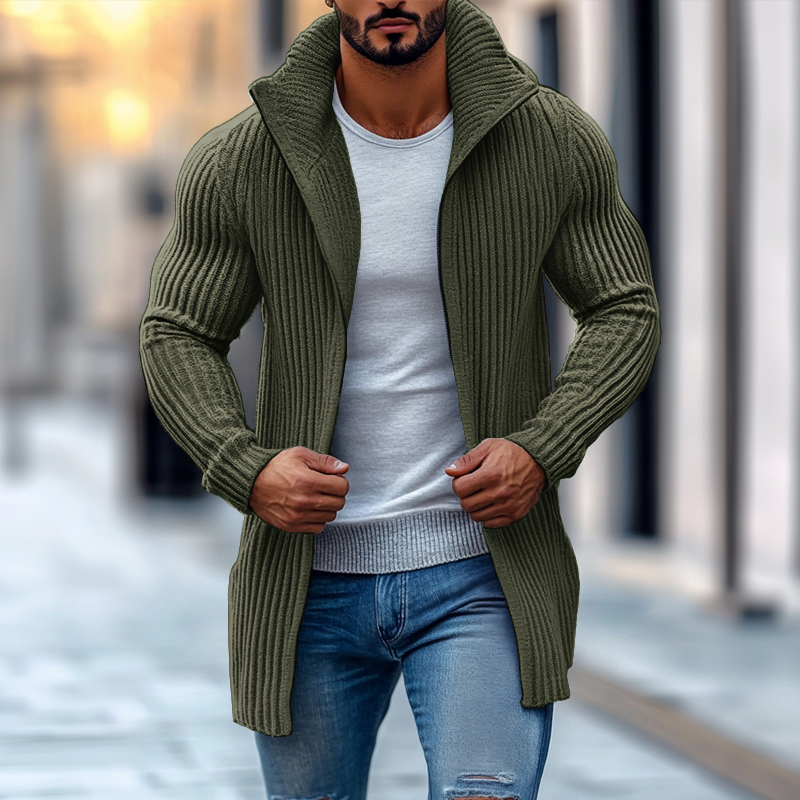 Ribbed Knit Cardigan - Open Front