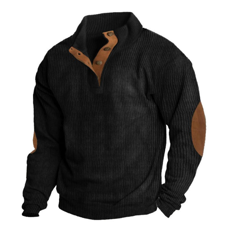 Long Sleeve Pullover | Ribbed Knit with Button Collar