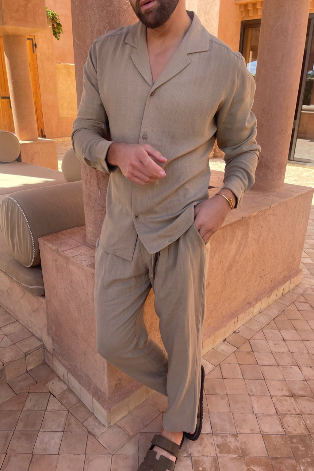 Men's Long Sleeve Shirt and Trousers Set