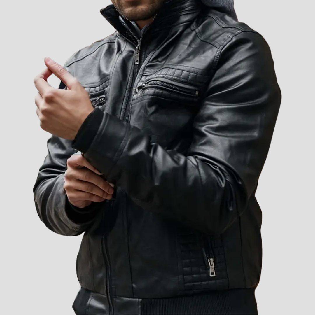 Men’s Biker Jacket | Hooded Zip Up