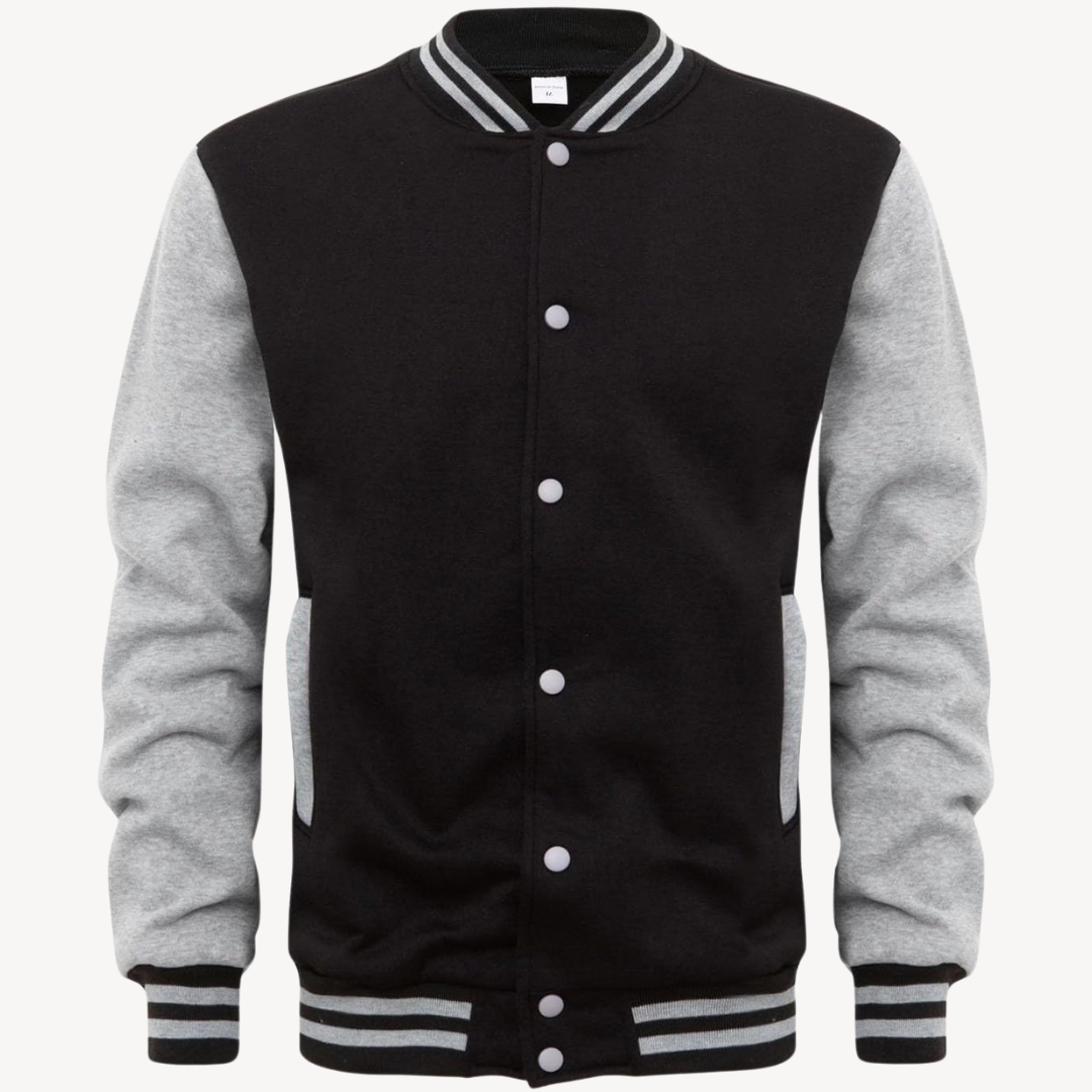Varsity Jacket - Snap Front with Ribbed Trim