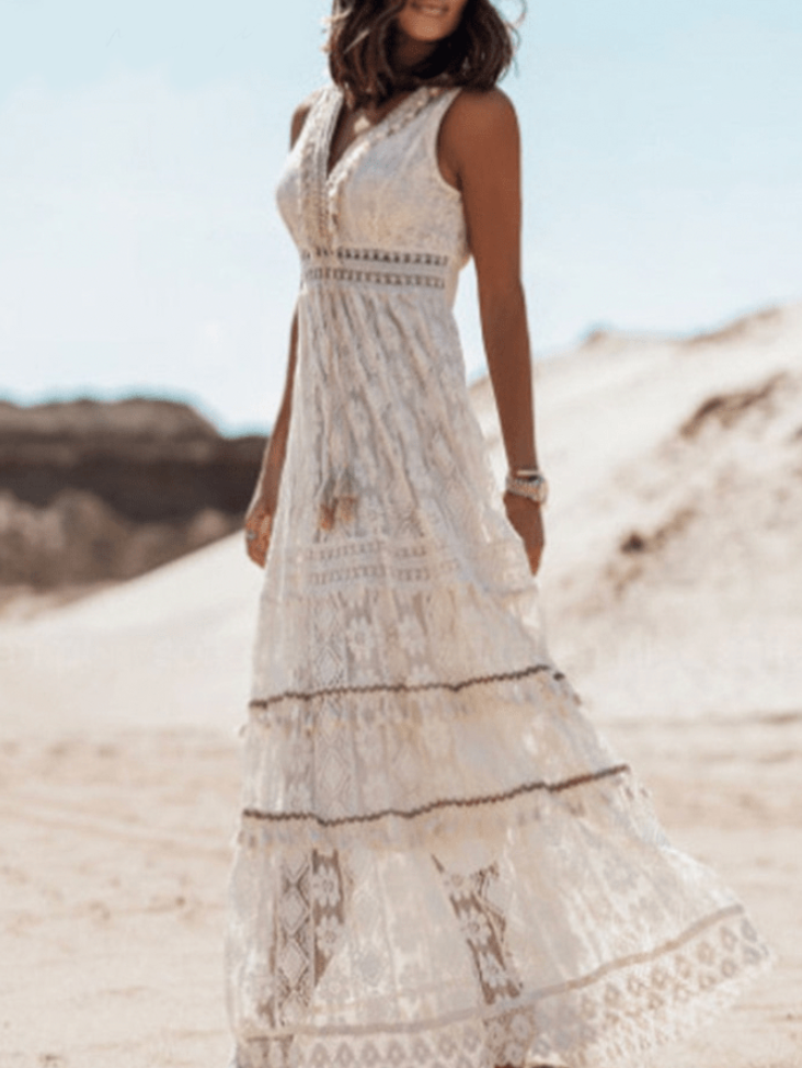 Women's Summer V Neck Maxi Dress