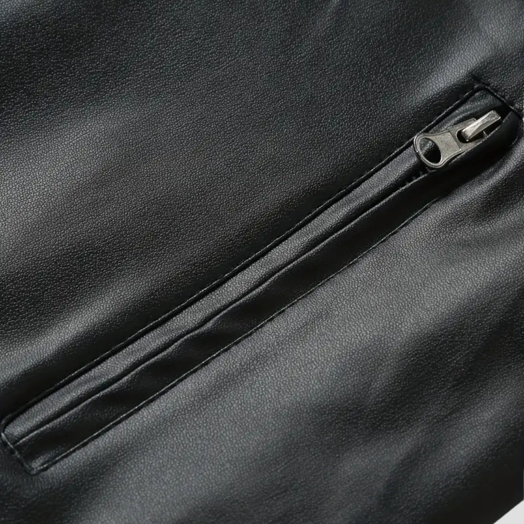 Men’s Biker Jacket | Stand Collar Zip Front For Smart Casual