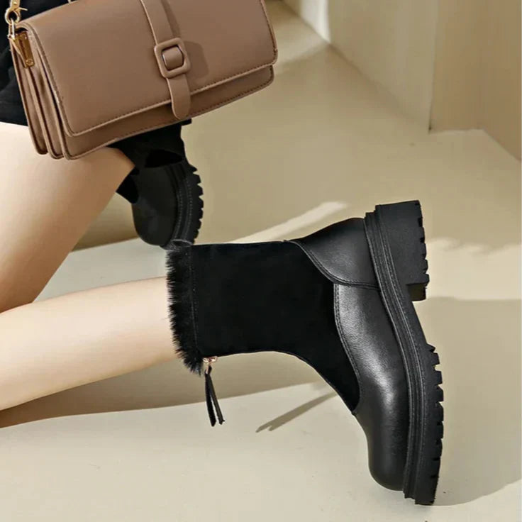Ankle Boots | Front Zip with Fur Trim