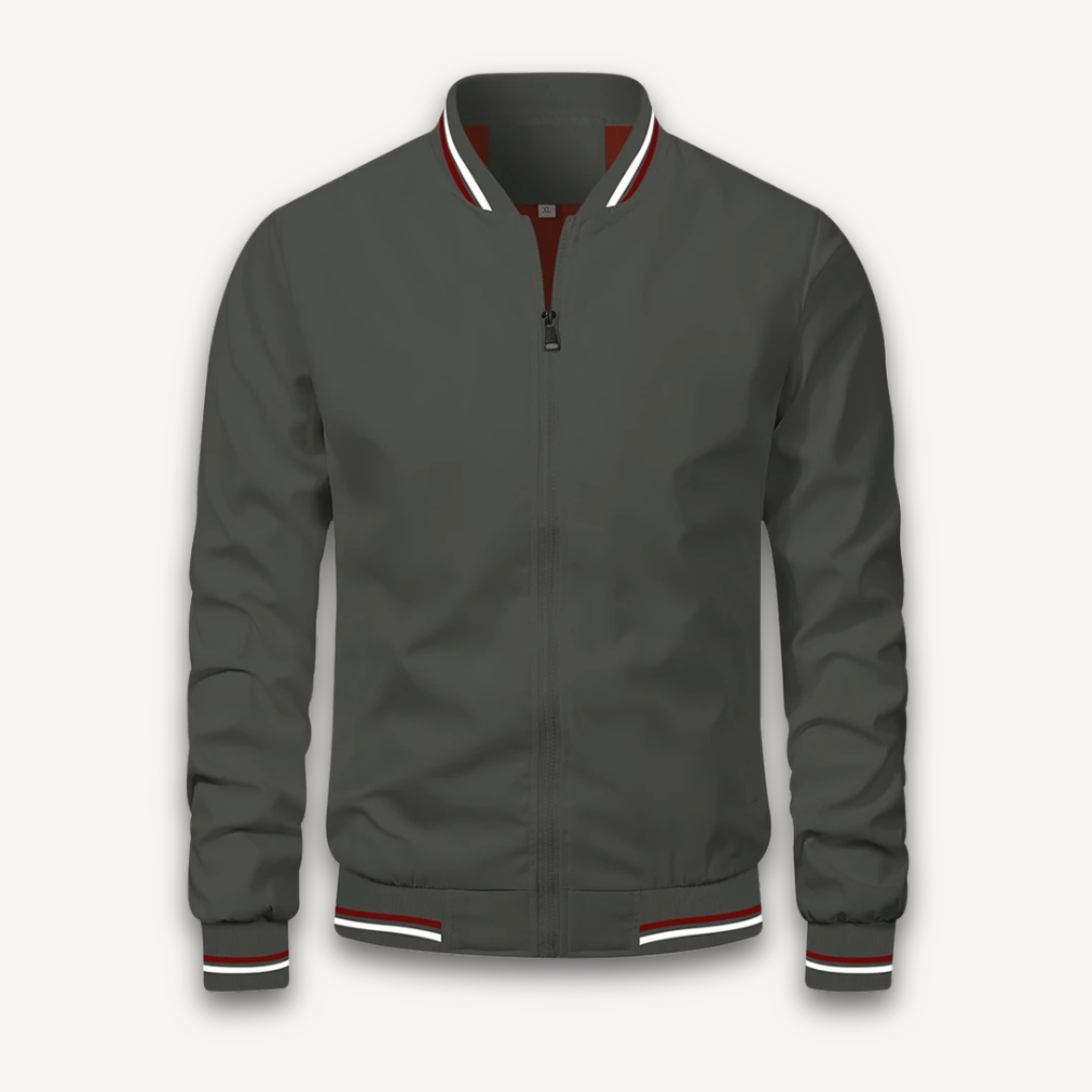 Bomber Jacket - Ribbed Trim with Zip Front