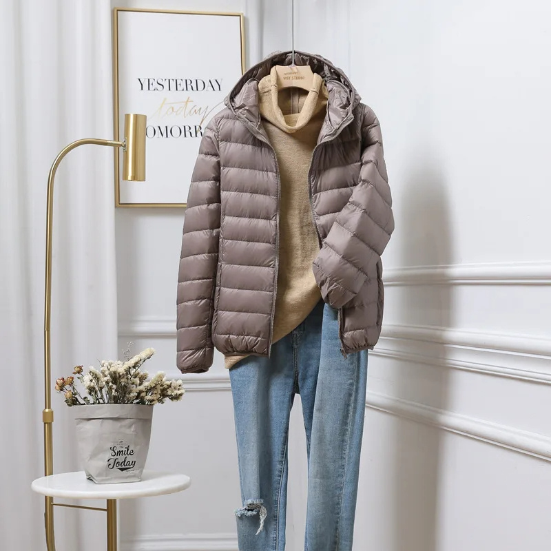 Puffer Jacket - Lightweight with Hooded Zip Front