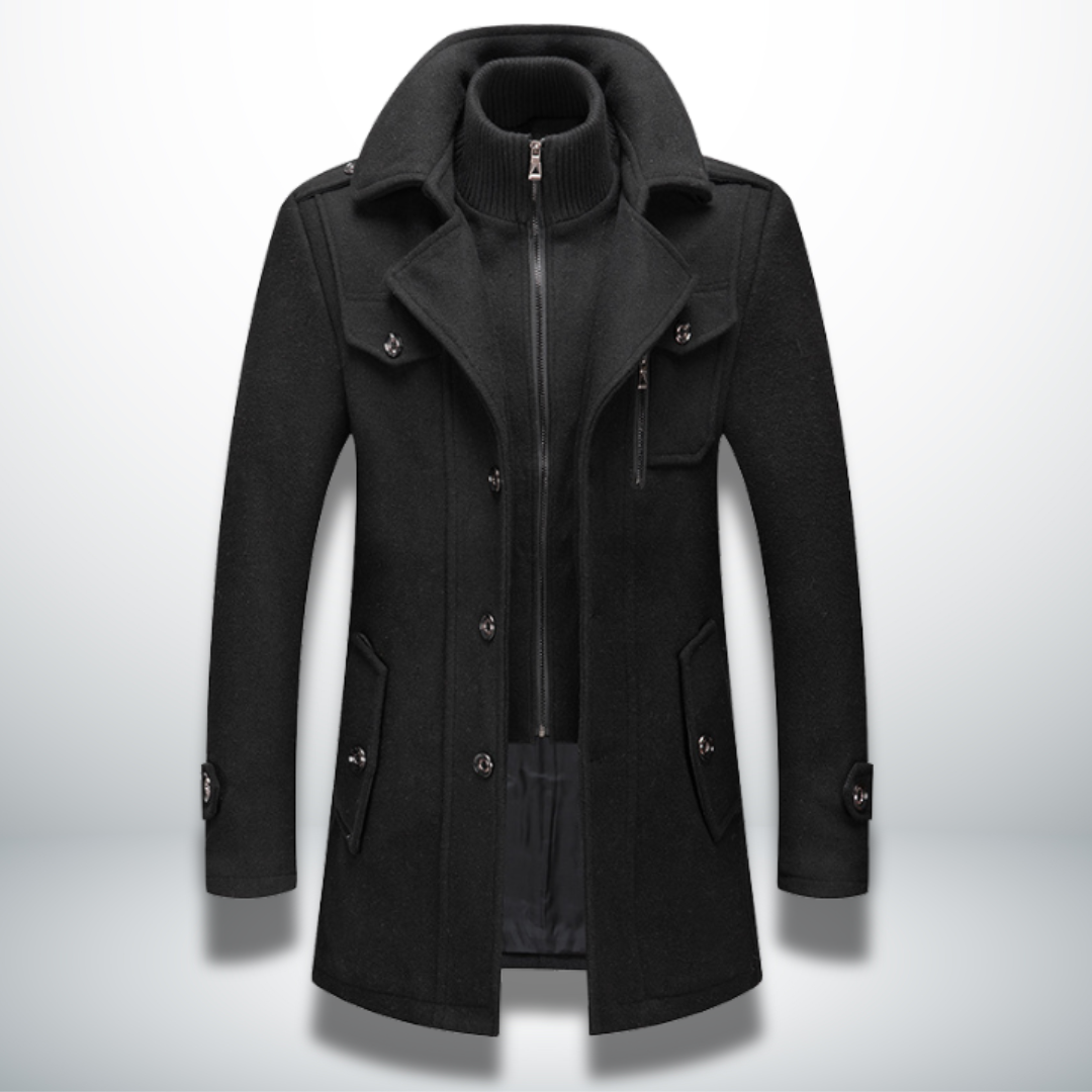 Trench Long Overcoat - Single Breasted with Multiple Pockets