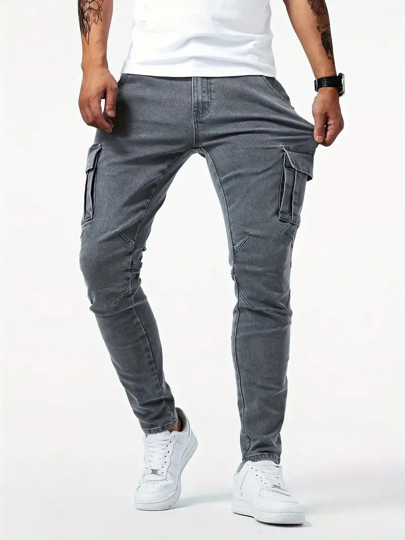 Slim Fit Cargo Jeans - Stretch Tapered Style
