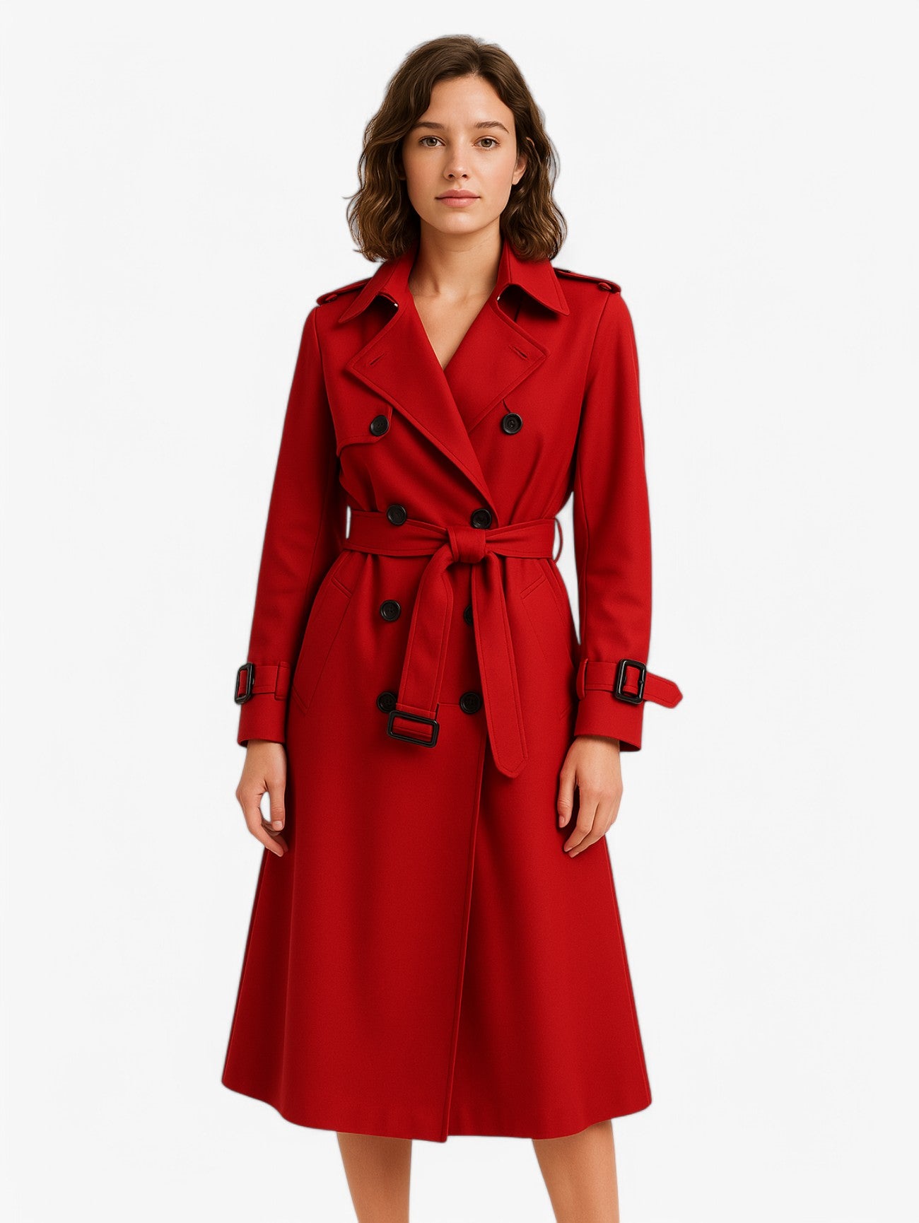 Women's Classic Vintage Slim Trenchcoat Coat with Adjustable Belt